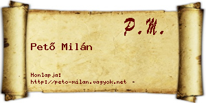 Pető Milán névjegykártya